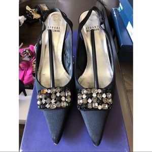 Stuart Weitzman Black Bedazzled Heel